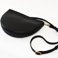 Half Moon Crossbody, Black Luxe Pebble