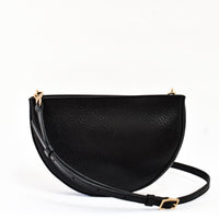 Half Moon Crossbody, Black Luxe Pebble