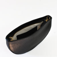 Half Moon Crossbody, Black Luxe Pebble