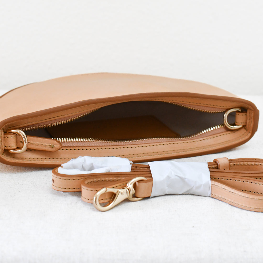 Half Moon Crossbody, Natural - "Macey"