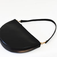 Mini Shoulder Strap, Black Lux Pebble