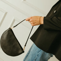 Half Moon Bag, Black Luxe Pebble